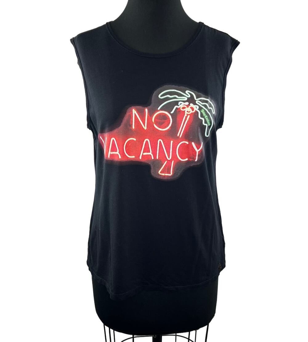 Juicy Couture Black Tank Top Cotton No Vacancy Round Neck Pullover Size M Medium